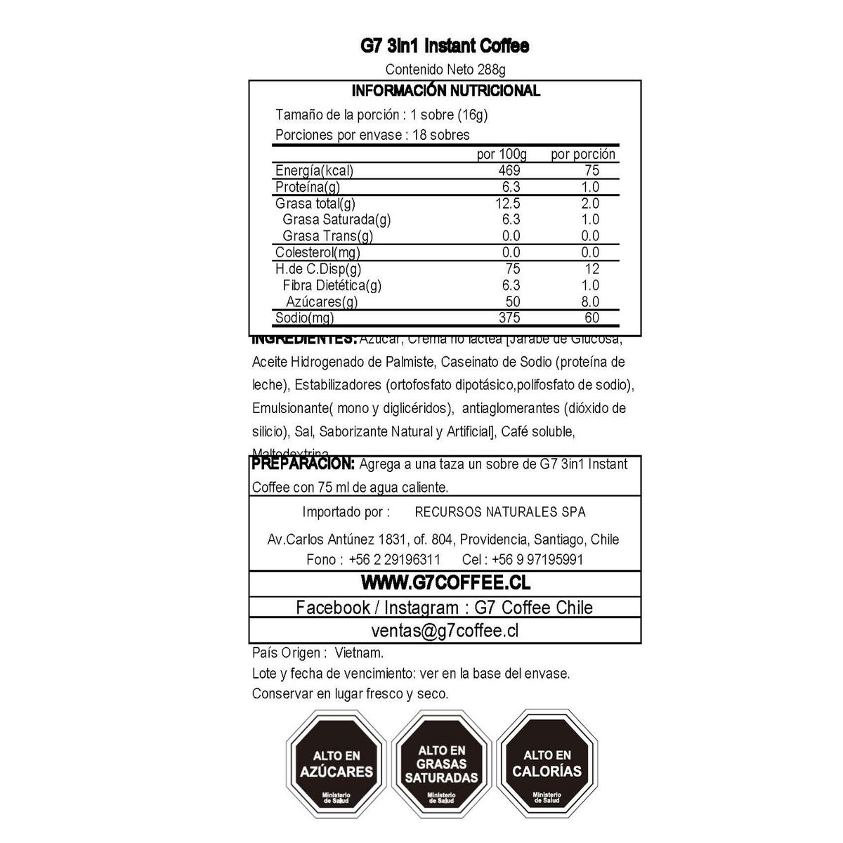 G7 COFFEE - Pack 6 Café Con Crema Sin Lactosa G7 Coffee - Trung Nguyen