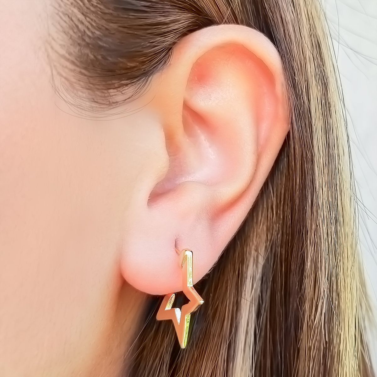 COGGIOLA - Aros Estrella 4 Puntas Enchapado Oro 18K