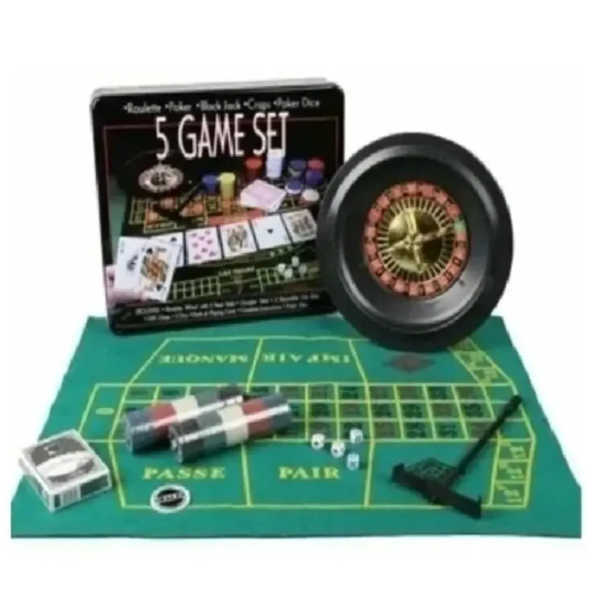 GENERICO - Set 5 Juegos Casino Roulette Poker black Jack craps poker