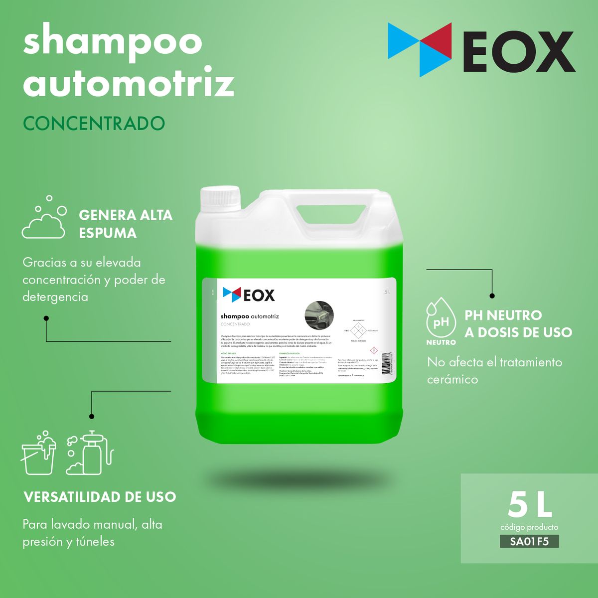 GENERICO - Shampoo Automotriz Concentrado Eox 5 Litros