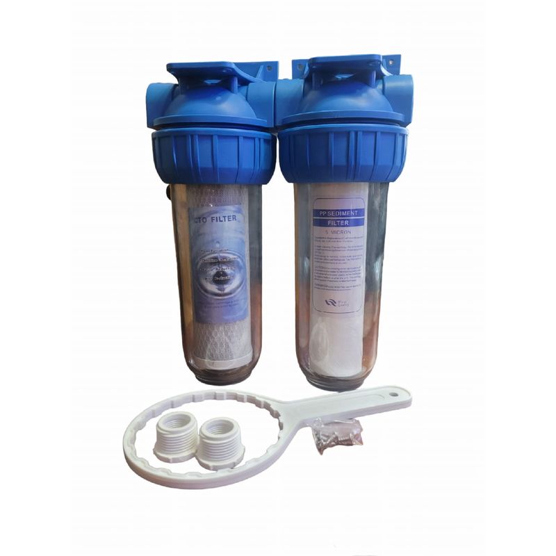 GENERICO - Filtro de agua antisarro ablandador doble 10 x 2.5"/2.75" carbón activo