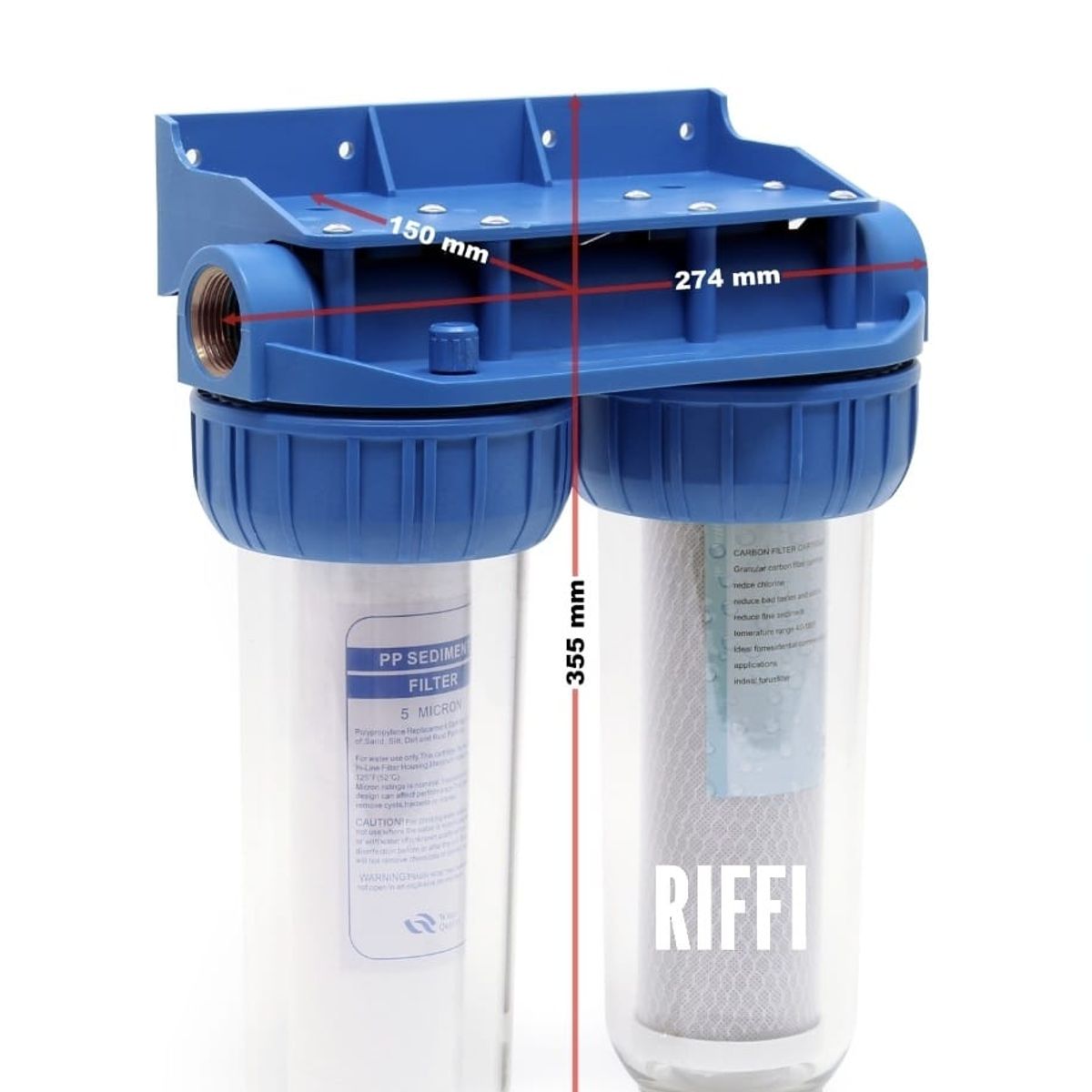 GENERICO - Filtro de agua anti sarro ablandador doble 10 x 2.5" - 2.75" carbón activo