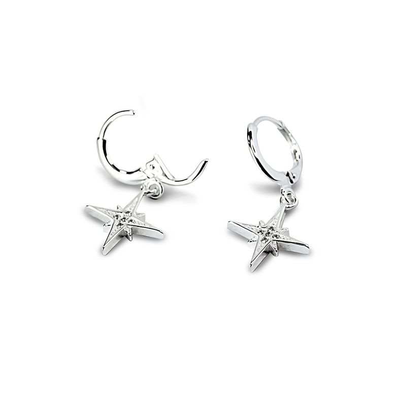 ANDREA COGGIOLA JOYAS - Aros Argolla Estrella Fugaz Circón Plata Fina 925
