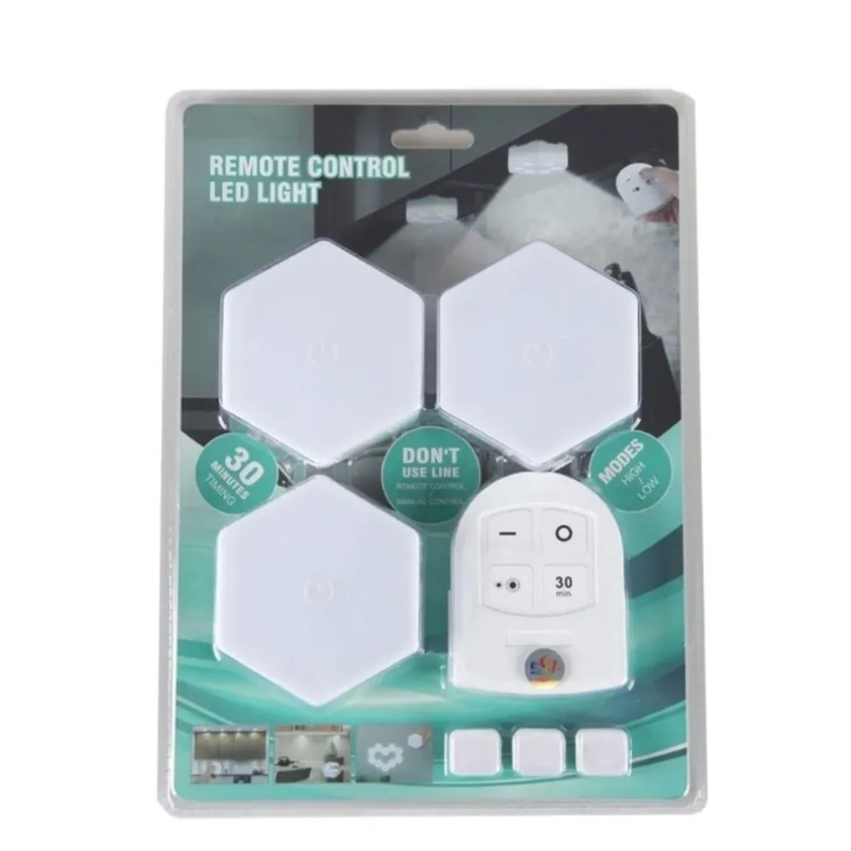 GENERICO - Juego 3 Luces Led Hexagonal Para Ensamble Con Control Remoto