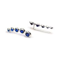 Aros Trepadores Circón Azul Plata Fina 925