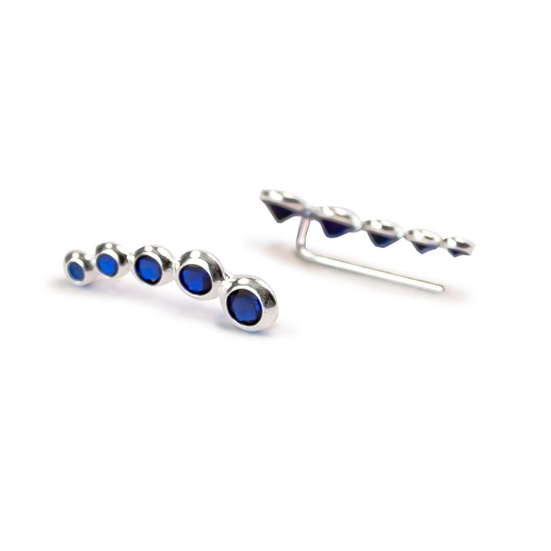 ANDREA COGGIOLA JOYAS - Aros Trepadores Circón Azul Plata Fina 925