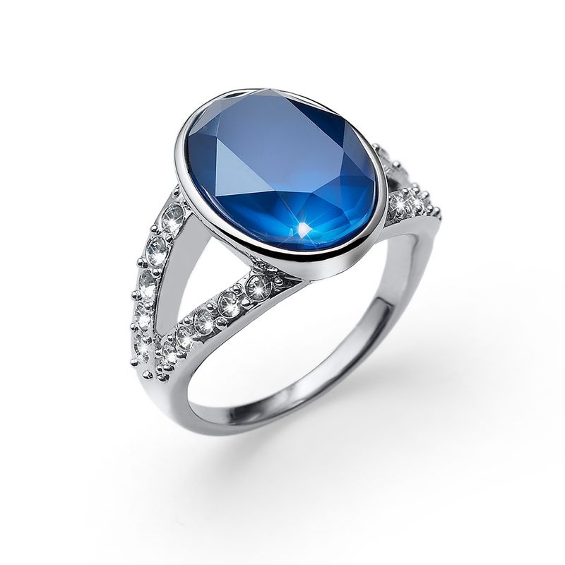 OLIVER WEBER - Anillo Regal rodio blue S