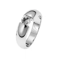 OLIVER WEBER - Anillo Solitaire rodio cristal L