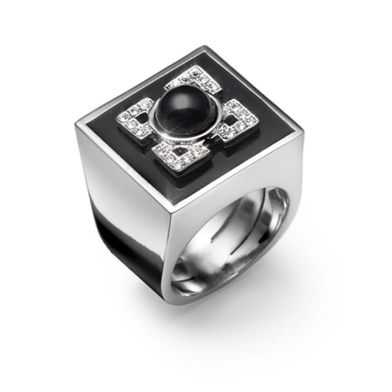 OLIVER WEBER - Anillo Happen rodio cristalnegro one size