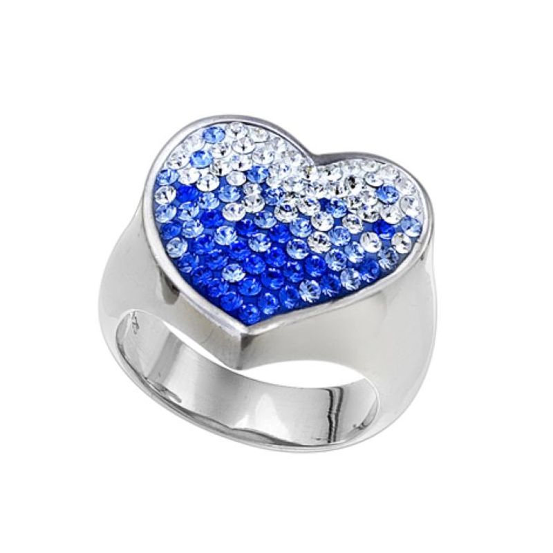 OLIVER WEBER - Anillo Heart 925AG rhod. blue XL**