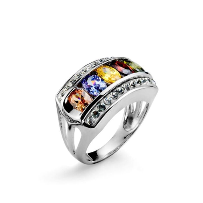 OLIVER WEBER - Anillo Rainbow 925AG rhod multi S