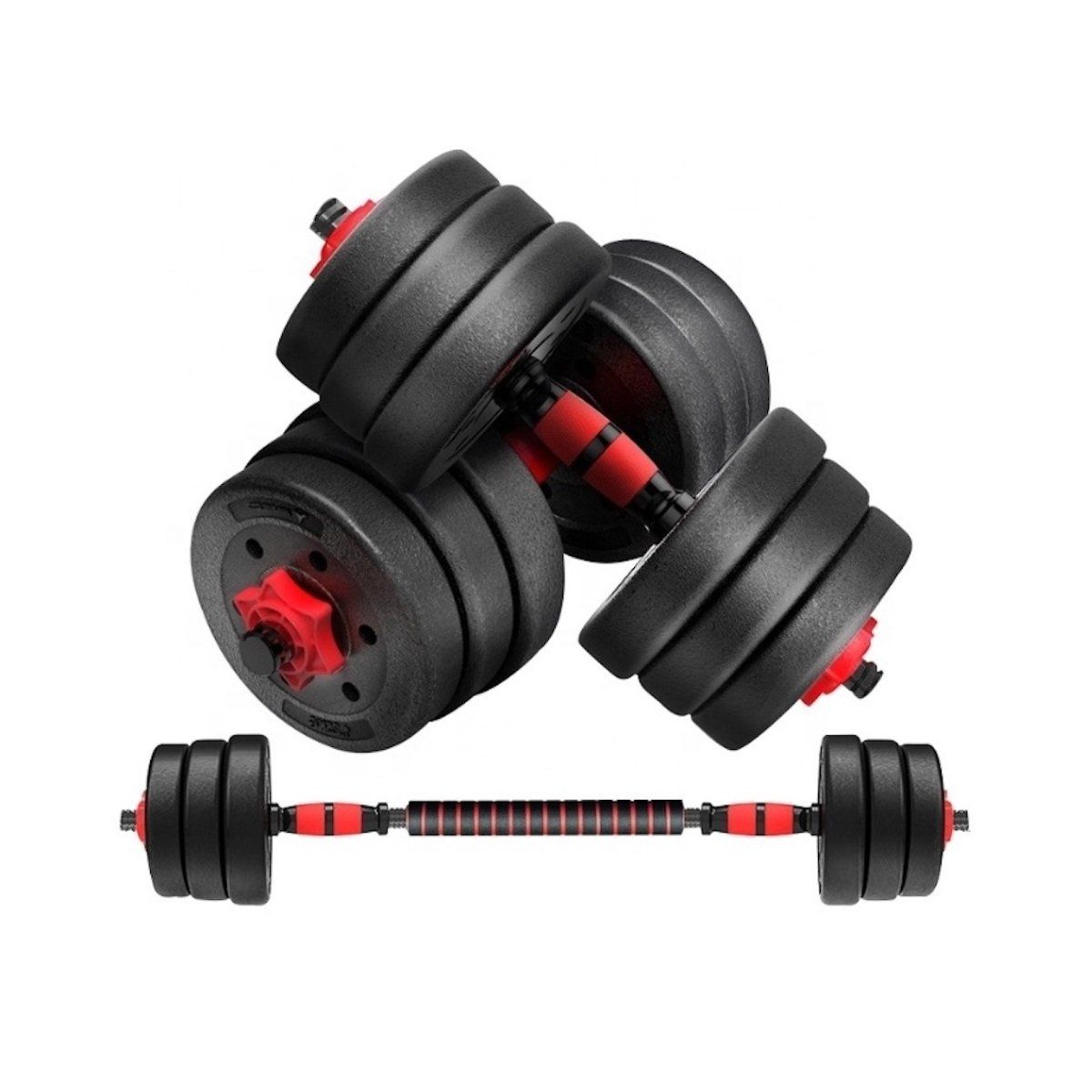 OVERFIT - Set Mancuernas Y Barra Unibles 40kg Fitness Pesas Ajustables