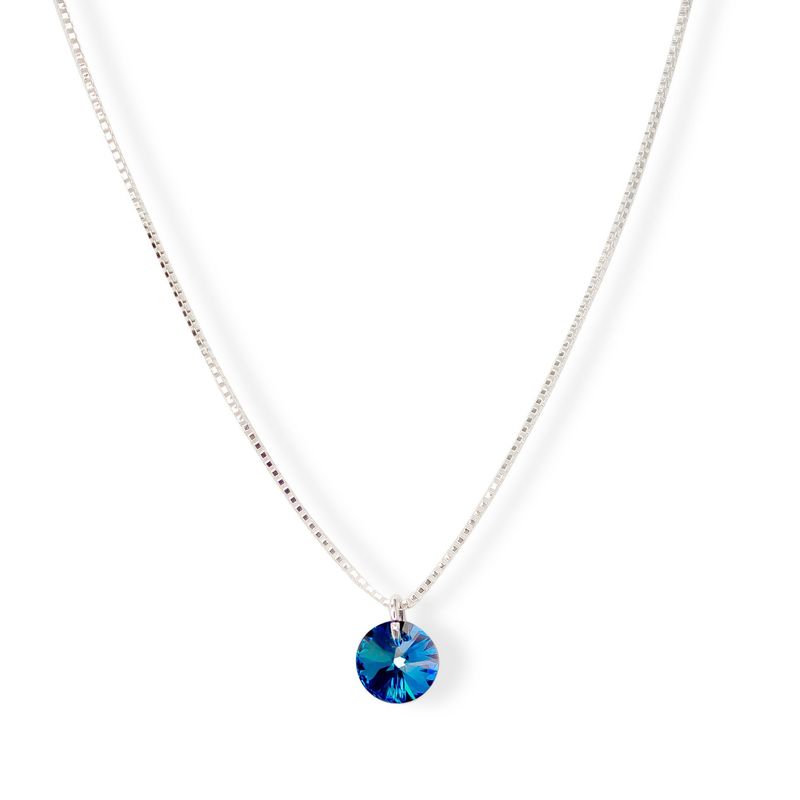 ANDREA COGGIOLA JOYAS - Collar Cristal Austríaco Azul Bermuda 6mm Plata