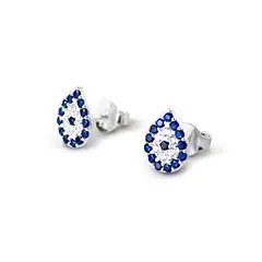 ANDREA COGGIOLA JOYAS - Aros Ojo Turco Gota Circón Plata Fina 925