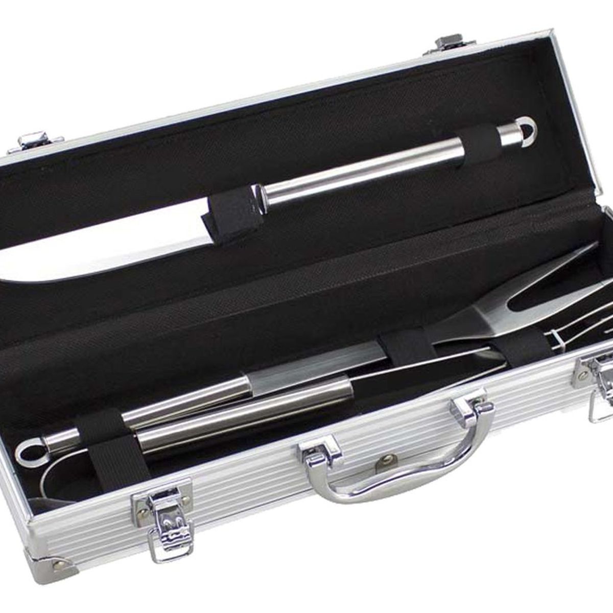 IMPORTCLICK - Set Maletín Deluxe Metálico Asado 3 Herramientas - Plateado