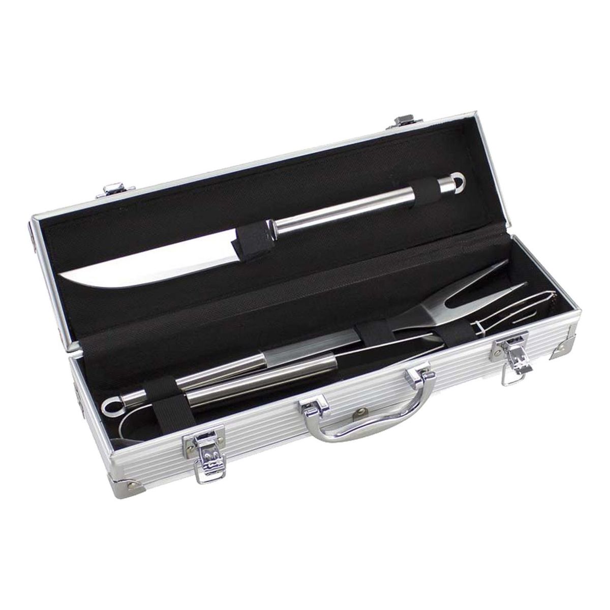 IMPORTCLICK - Set Maletín Deluxe Metálico Asado 3 Herramientas - Plateado