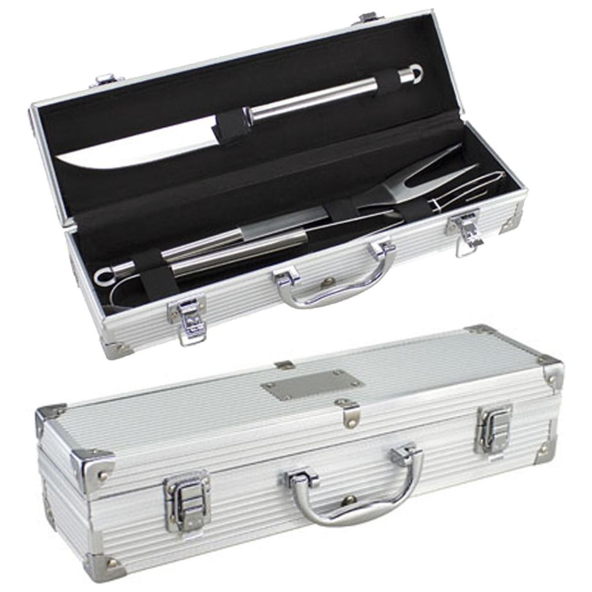 IMPORTCLICK - Set Maletín Deluxe Metálico Asado 3 Herramientas - Plateado