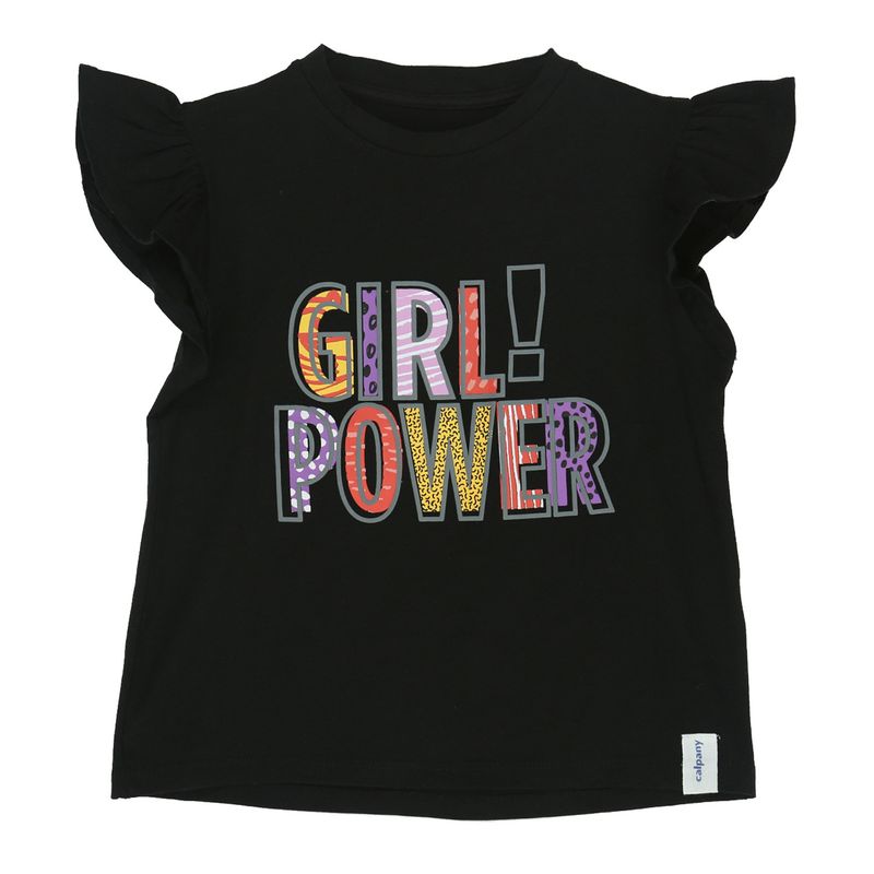 CALPANY - Polera M/C Niña Girl Power Negro CALPANY