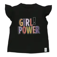 CALPANY - Polera M/C Niña Girl Power Negro