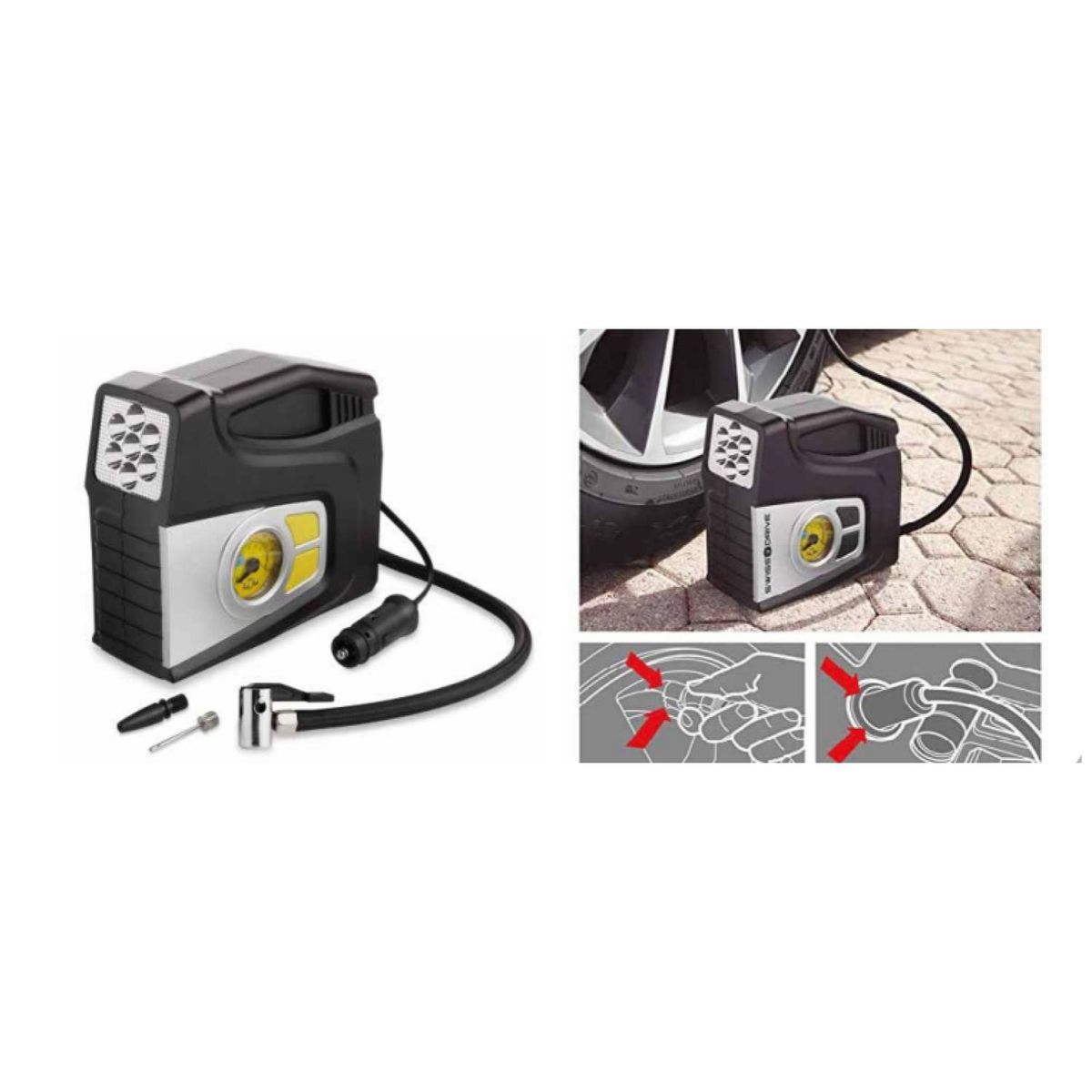 TECNOLAB - Compresor Aire 12V 100 PSI Luces LED Emergencia Tecnolab