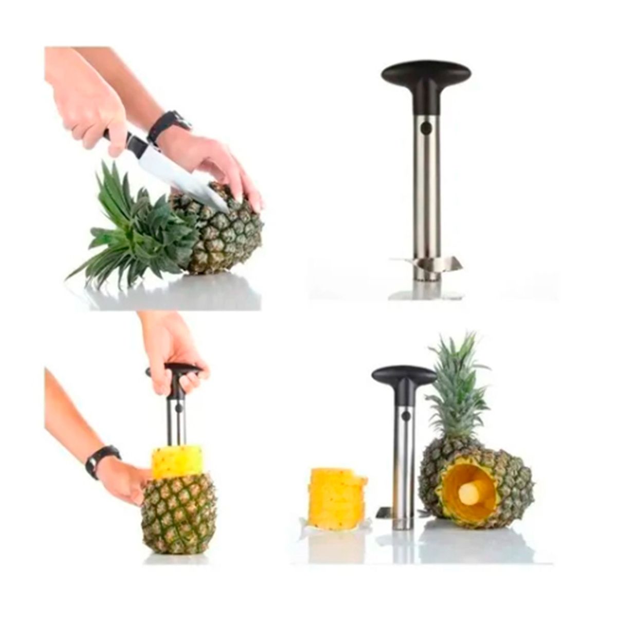 GENERICO - Pelador Rebanador Extractor Piña Acero Inoxidable