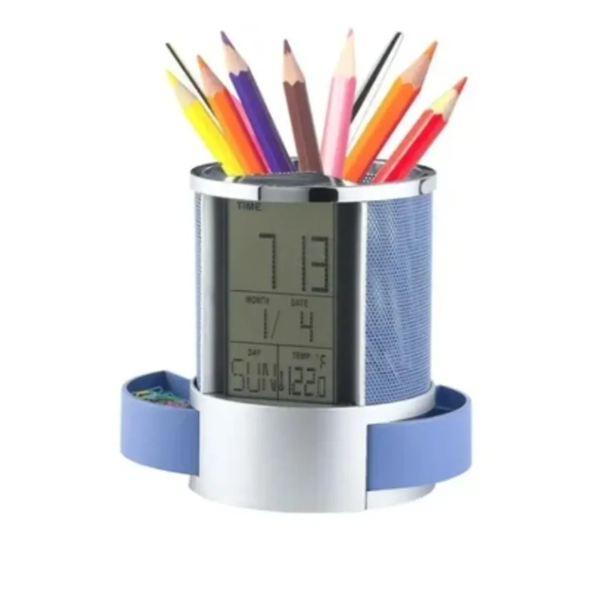 ESHOPANGIE - Organizador Bolígrafo Portalápices Reloj Alarma Pantalla Lcd