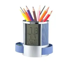 ESHOPANGIE - Organizador Bolígrafo Portalápices Reloj Alarma Pantalla Lcd