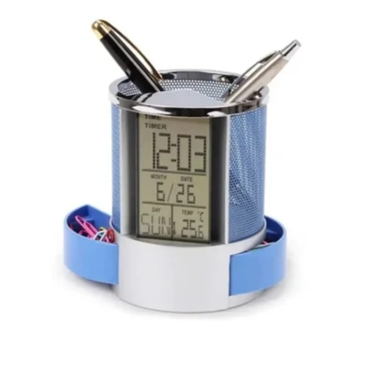 ESHOPANGIE - Organizador Bolígrafo Portalápices Reloj Alarma Pantalla Lcd