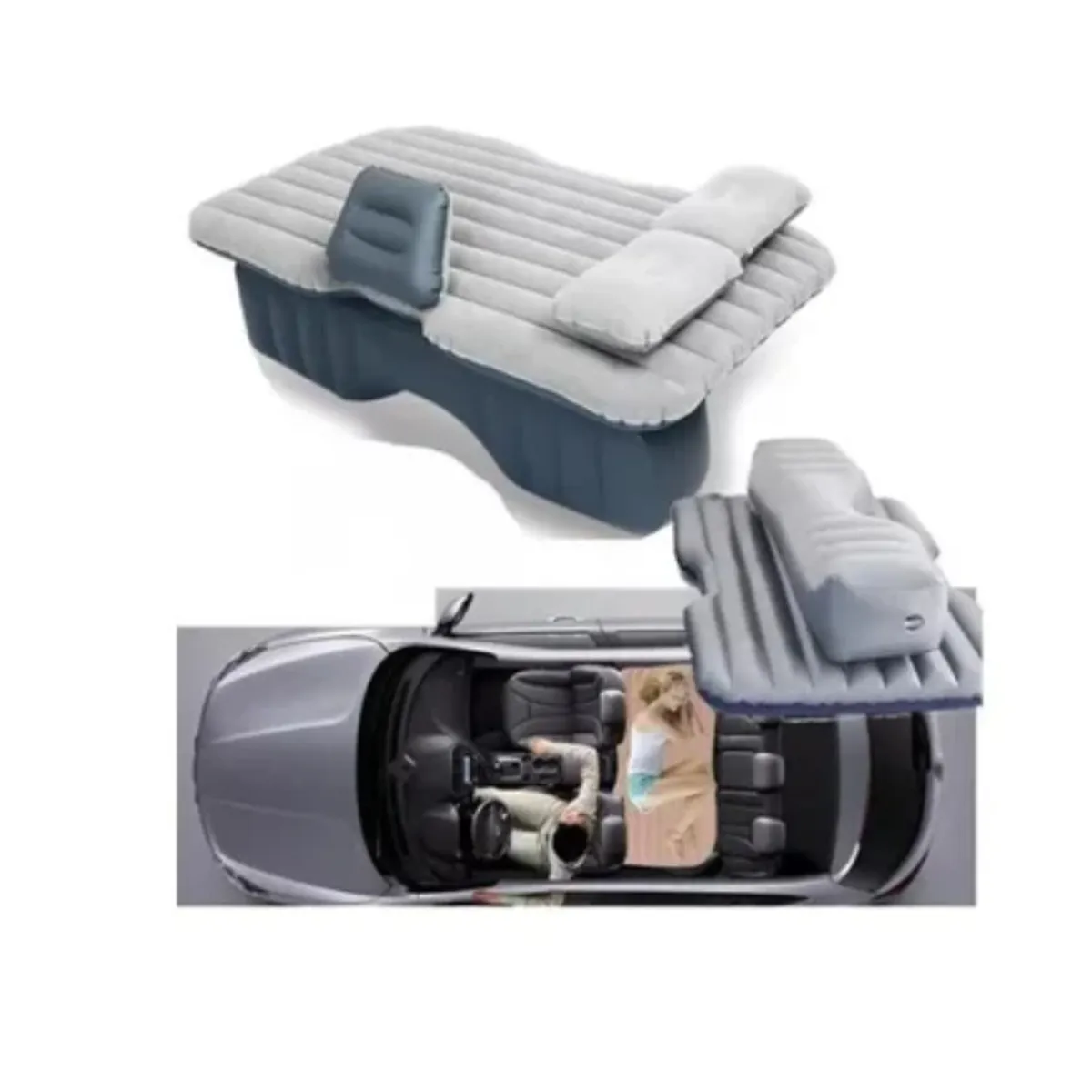 ESHOPANGIE - Colchon Inflable Con Compresor 12v Y 2 Almohadas Para Auto