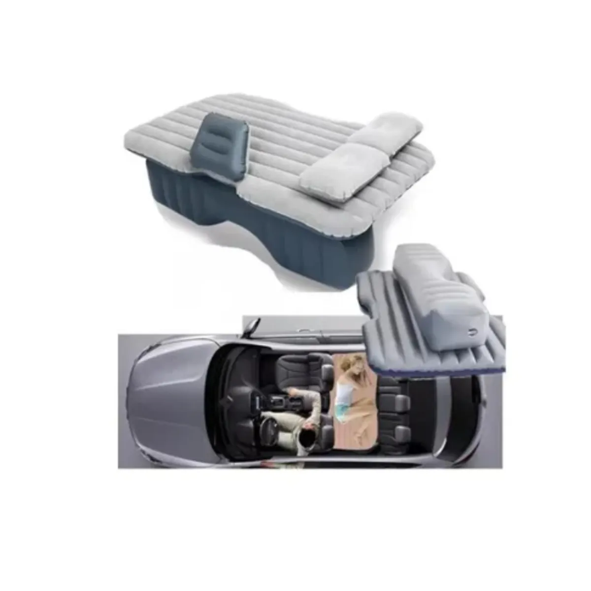 ESHOPANGIE - Colchon Inflable Con Compresor 12v Y 2 Almohadas Para Auto