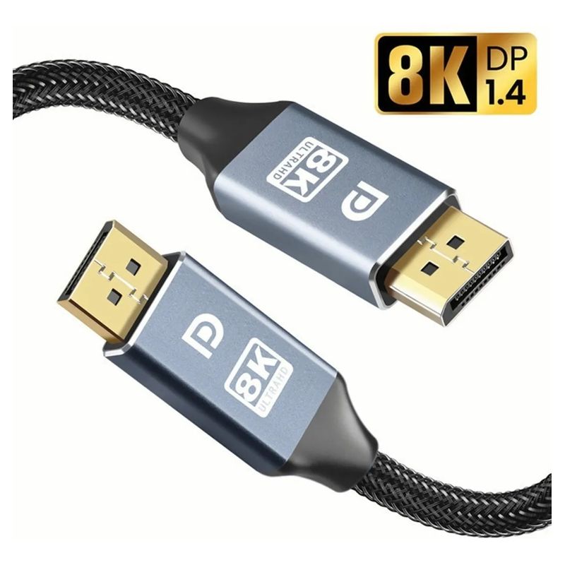 GENERICO - Cable Displayport V1.4, 8k A 60 Hz, 4k A 120 Hz/144 Hz, 2mts