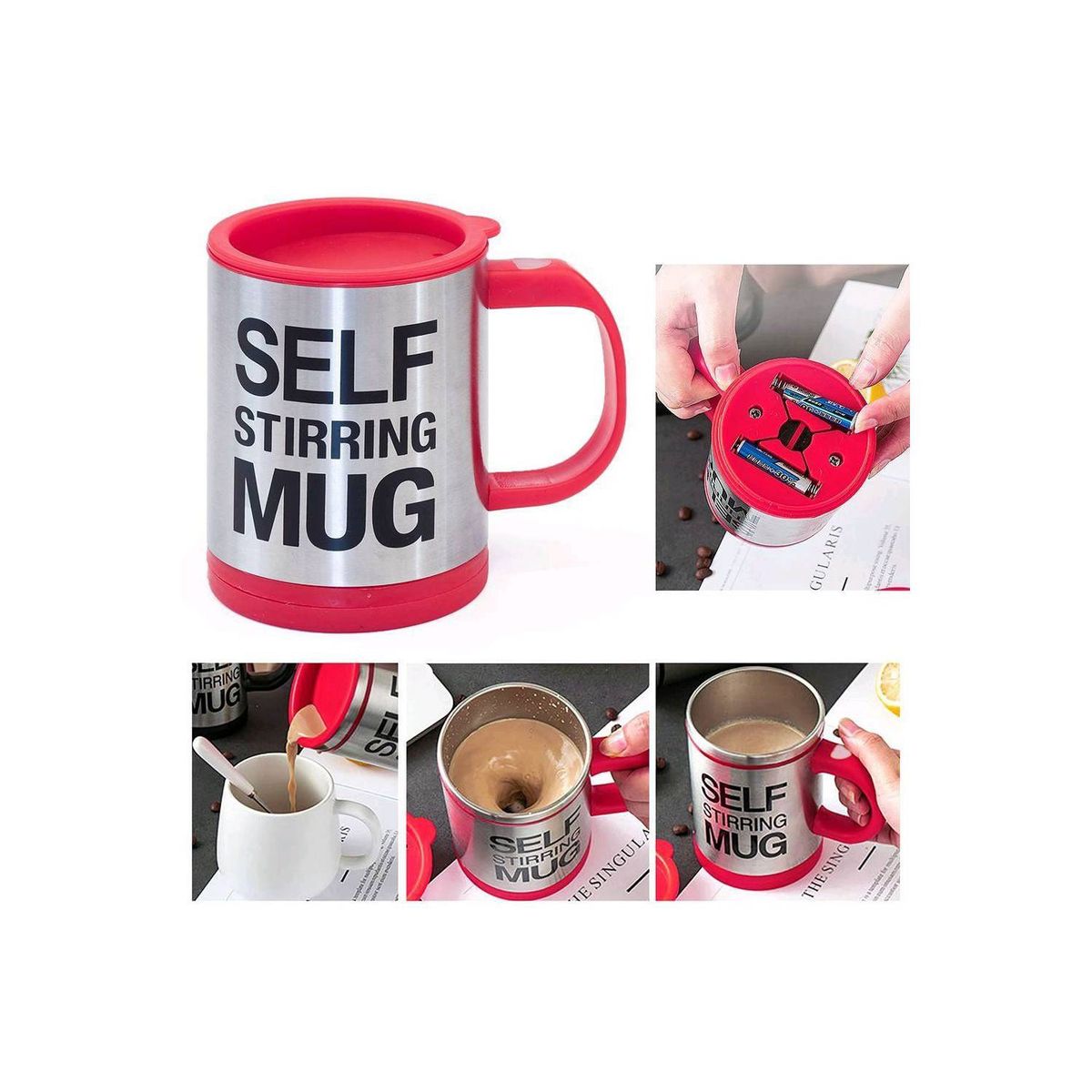 GENERICO - Tazón Self Mug Con Revolvedor Automático Eléctrico