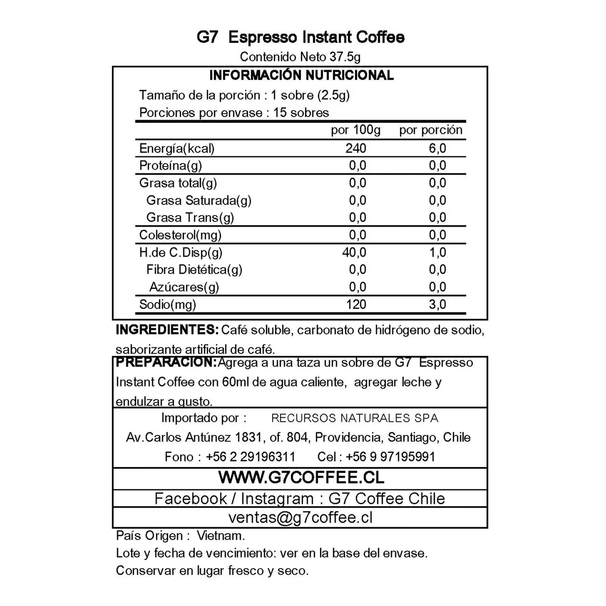 G7 COFFEE - Pack 6 Café Espresso Arábica G7 Coffee - Trung Nguyen