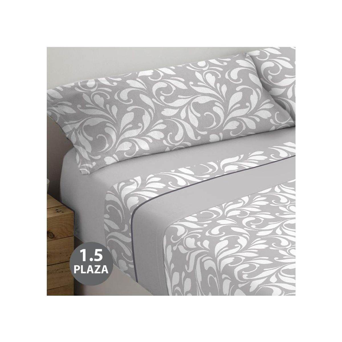 GENERICO - Sabanas Polar Diseños 1.5 Plazas Ponza Gris - S0099A