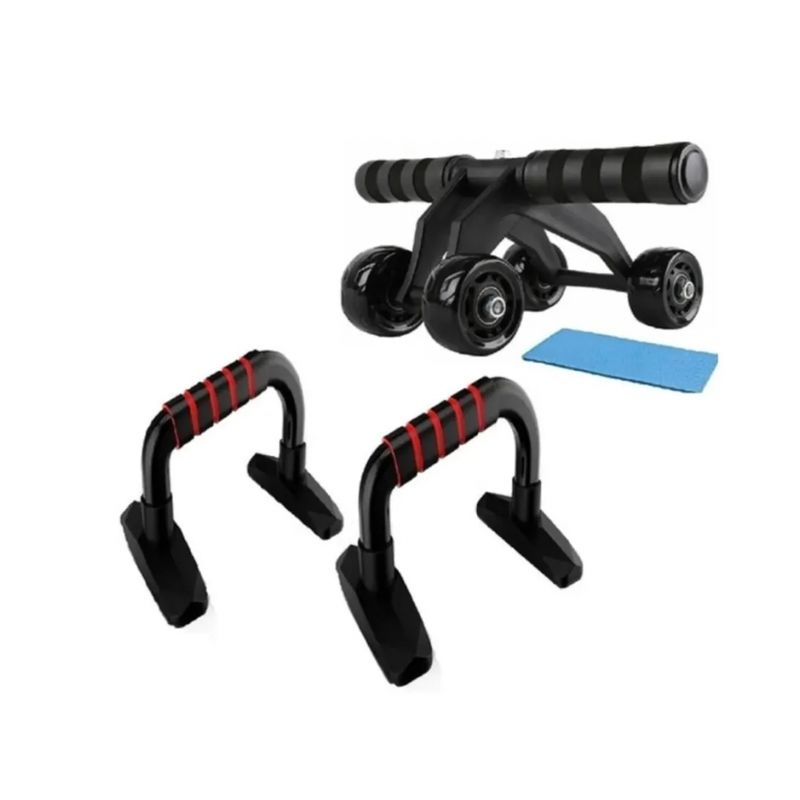 GENERICO - Pack Rueda De Ejercicios Mini Barras Paralelas Flexiones