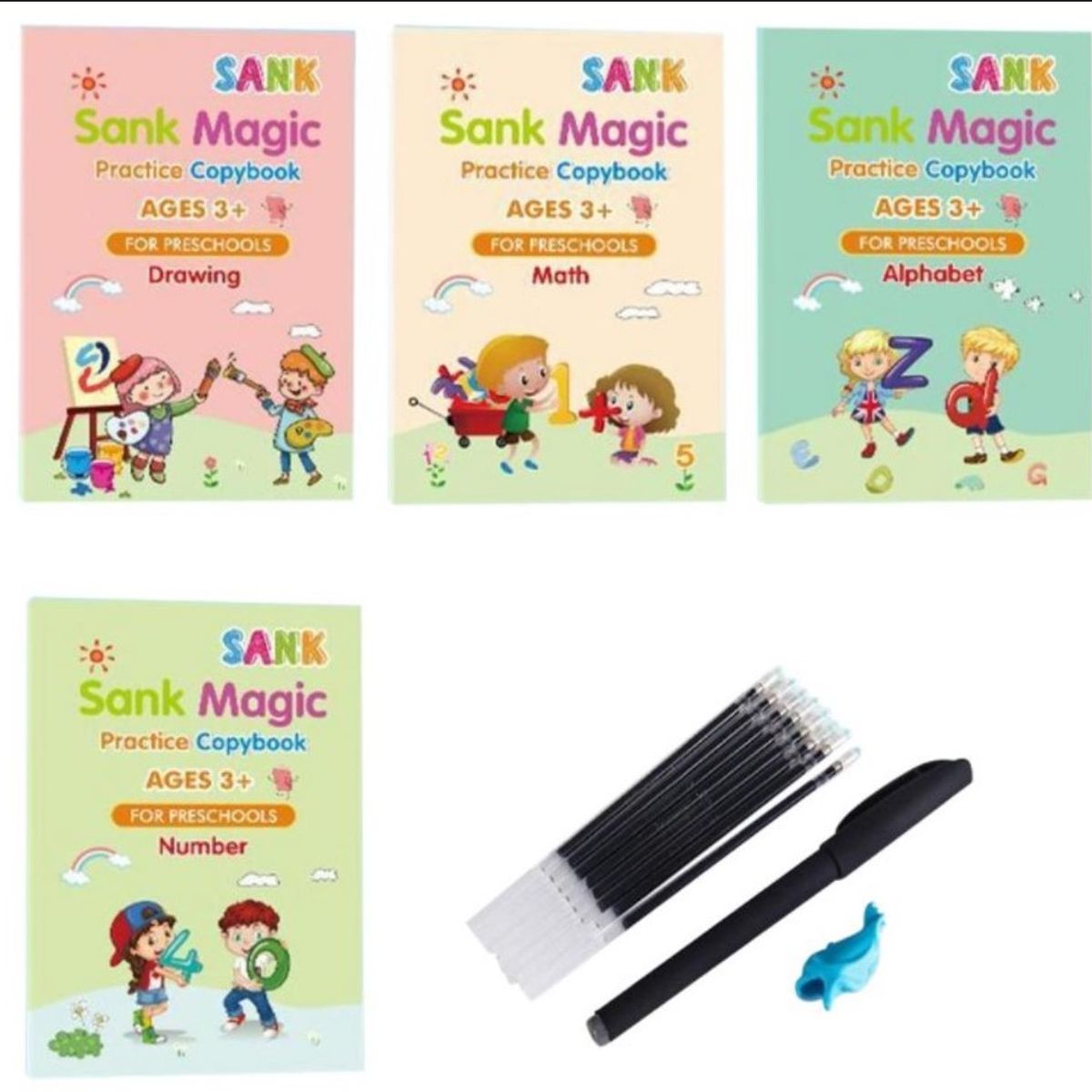 GENERICO - Set 4 libros de Caligrafia Sank Magic de Pintura Mágica