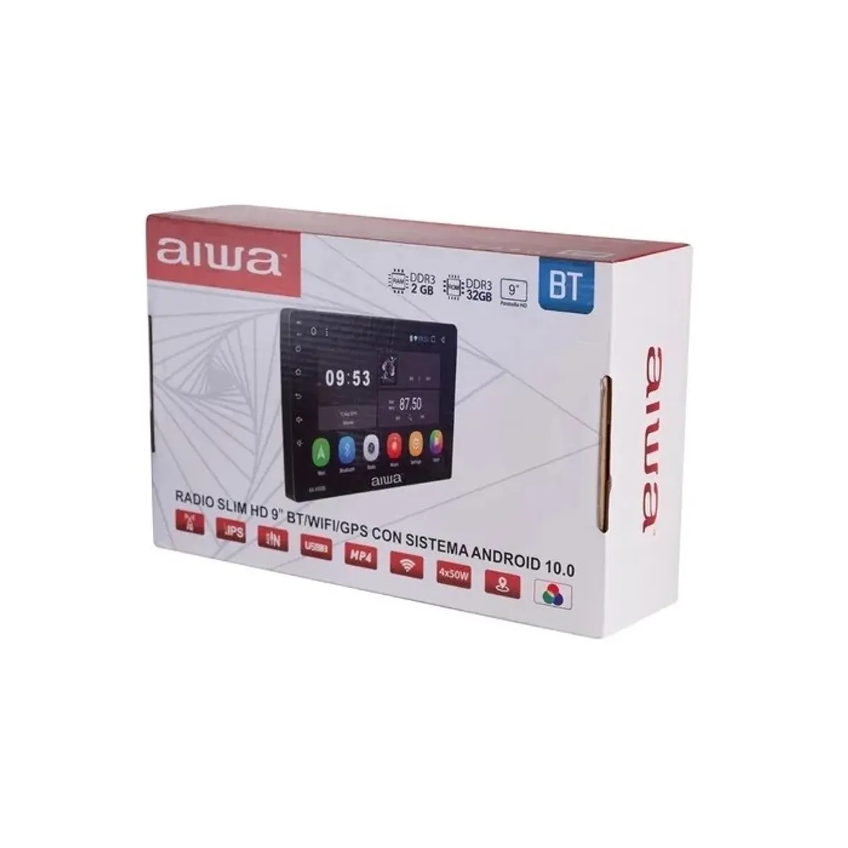 AIWA - Radio Auto Con Pantalla Slim Hd 9 Wifi Gps Aw-a900bs