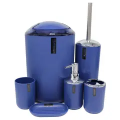 BATHLUX - Set baño azul liso 6 Piezas