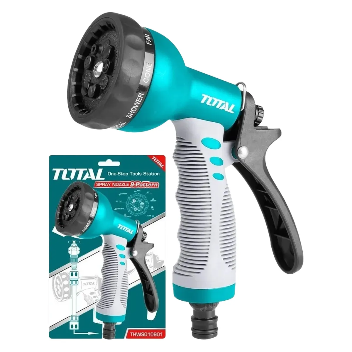 TOTAL TOOLS - rociador De agua Riego Jardín 9 Posiciones