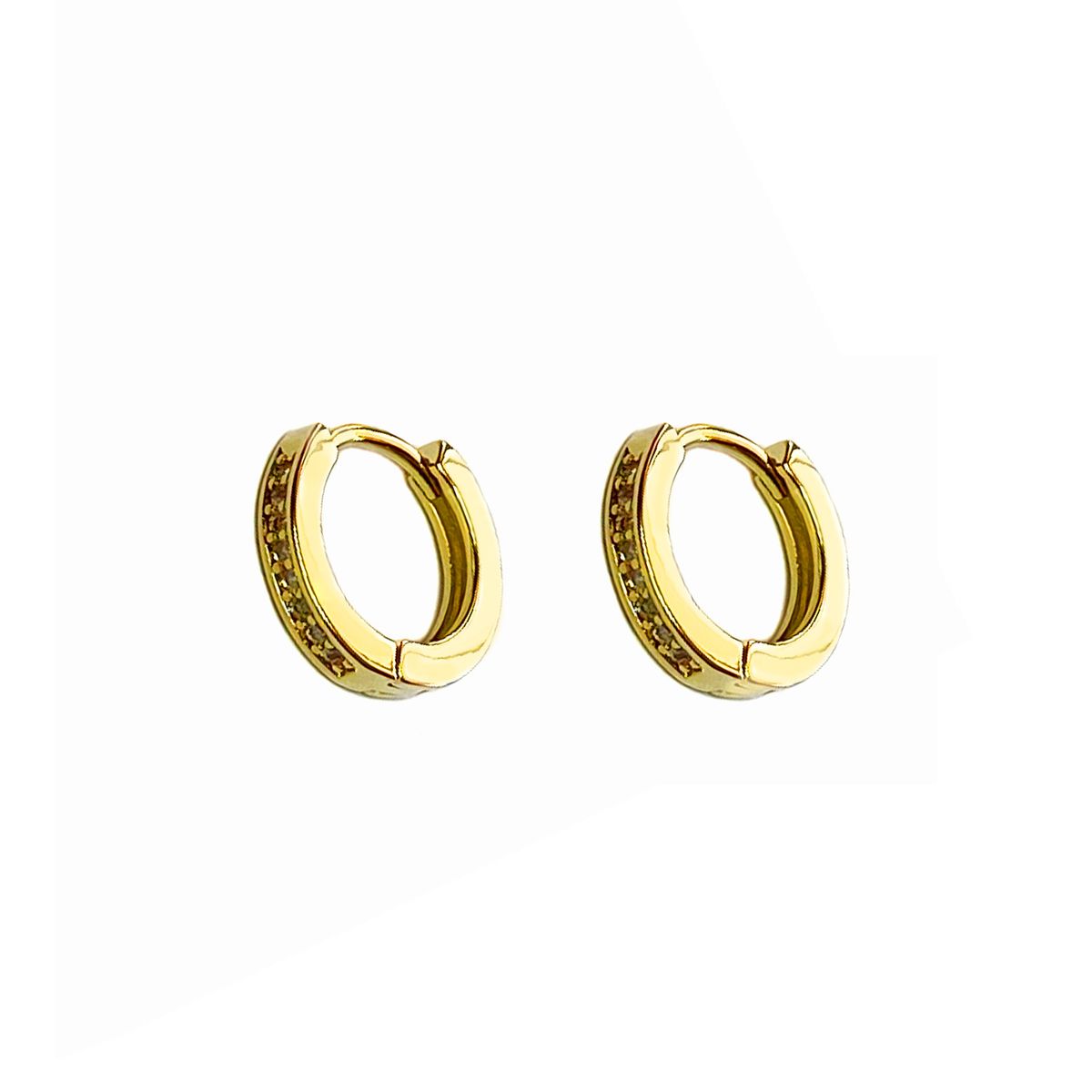 COGGIOLA - Aros Argollas Circón 12mm Enchapado Oro 18K