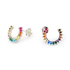 ANDREA COGGIOLA JOYAS - Aros Trepadores Circón Colores Plata Fina 925