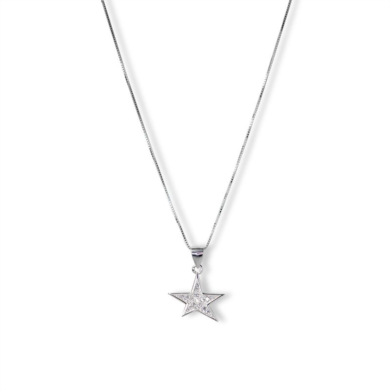 ANDREA COGGIOLA JOYAS - Collar Estrella Circón 45cm Plata 925