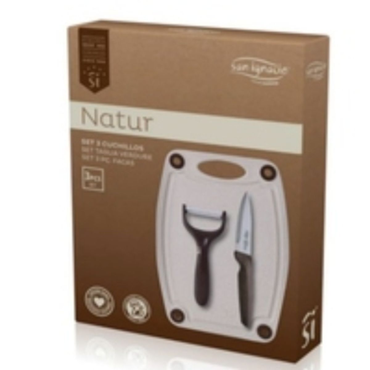 GENERICO - SET 3 PIEZAS COCINA CUCHILLO PELADOR TABLA