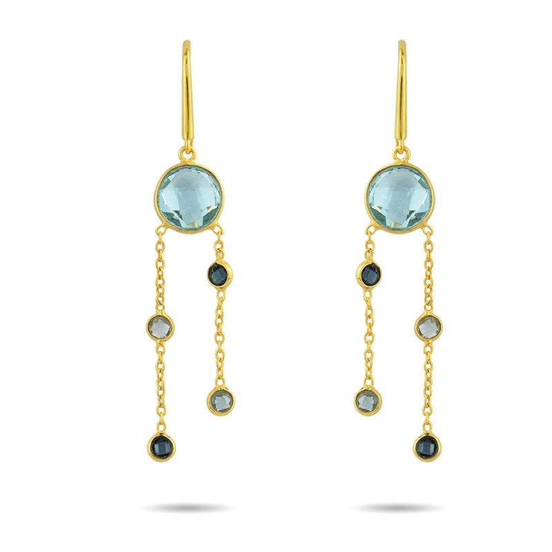 ALYN B JOYAS - Aros de plata Bañado en Oro Topacios Azul cielo y London