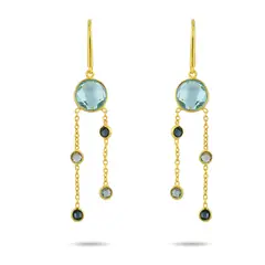 ALYN B JOYAS - Aros de plata Bañado en Oro Topacios Azul cielo y London