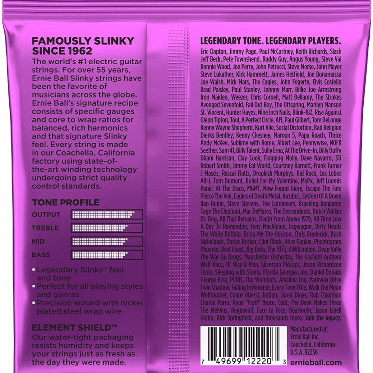 ERNIE BALL - Cuerdas para guitarra electrica Ernie Ball P02220 - Rosa