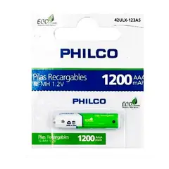 PHILCO - Pilas Recargables AAA Precargadas1200 MAH Ecofriendly - Gris