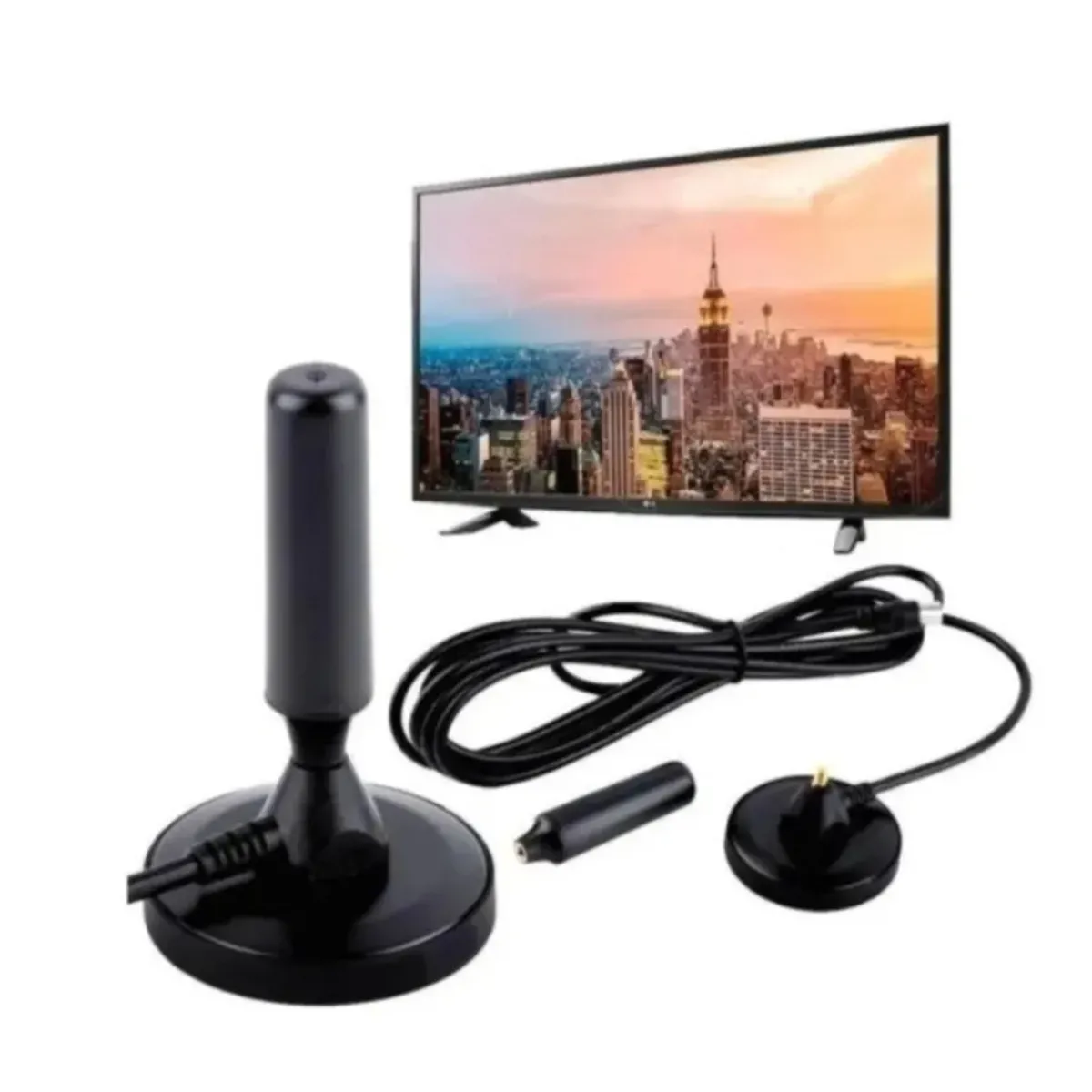 GENERICO - Antena Hd Tv Digital Abierta Tvd Interior Coaxial Con Iman