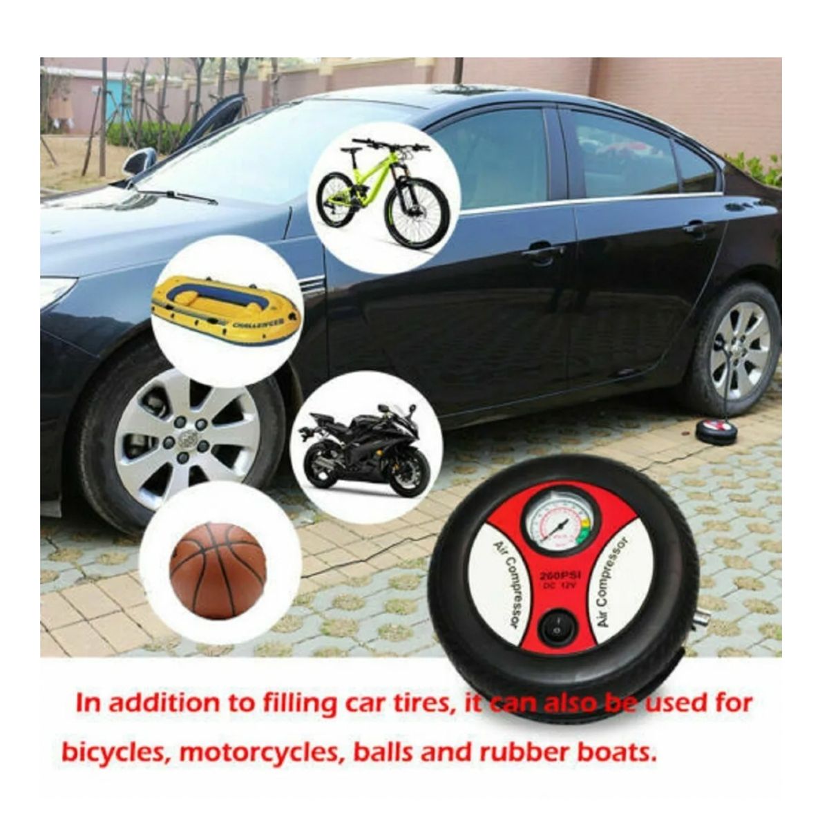 GENERICO - Inflador Compresor De Aire 12v 300psi Neumaticos Autos