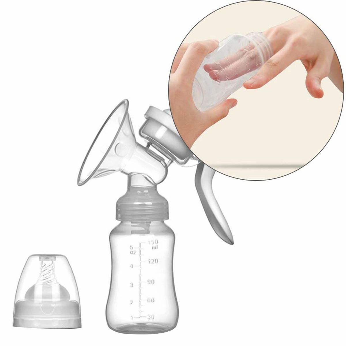 SUPER BABY - Extractor De Leche Manual Portátil Con Tapa Bpa